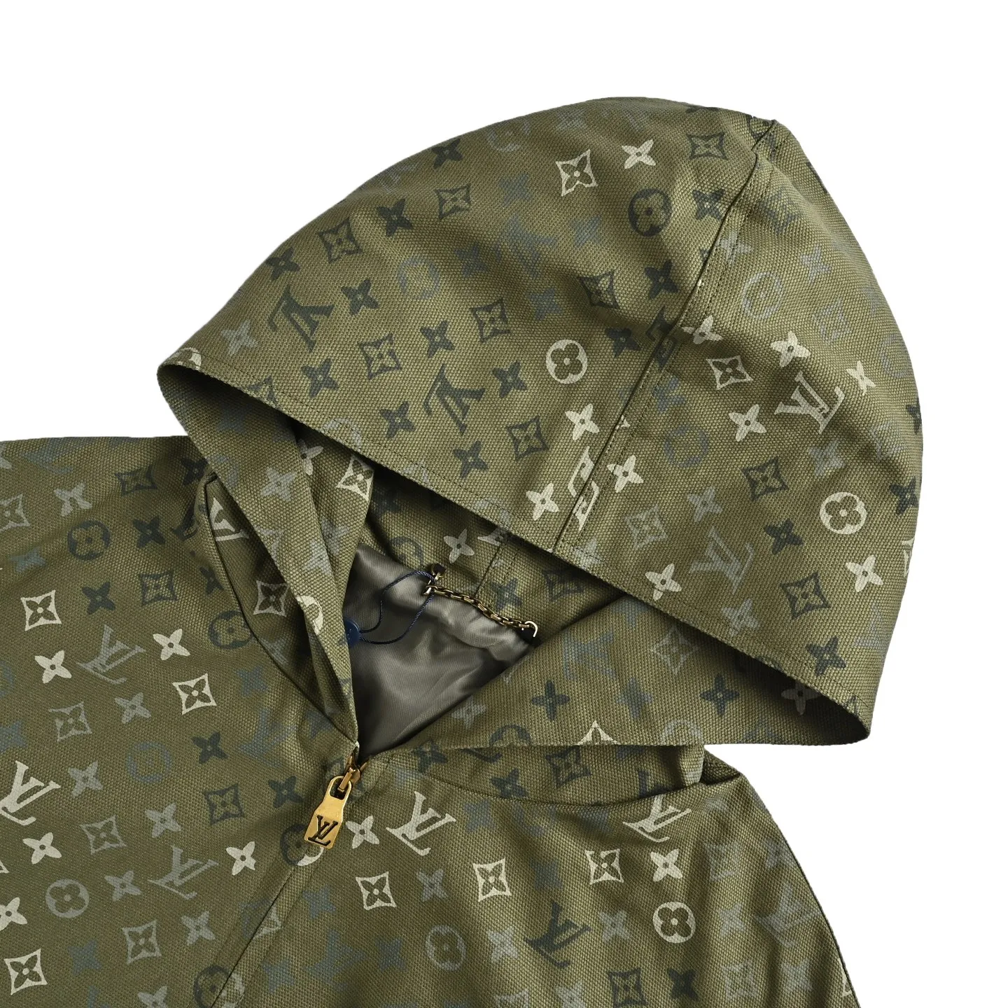 Louis Vuitton/Louis Vuitton Presbyopia printed army green zipper hooded jacket